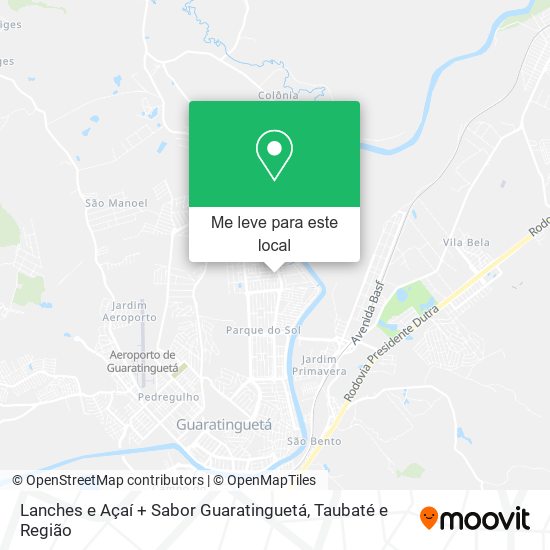 Lanches e Açaí + Sabor Guaratinguetá mapa