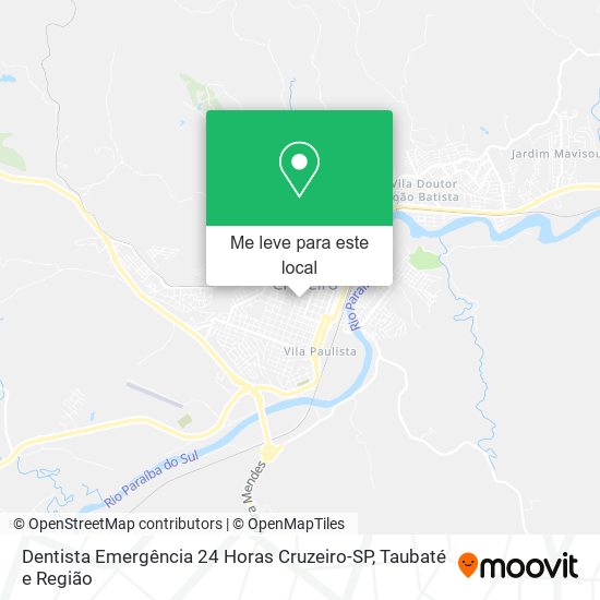 Dentista Emergência 24 Horas Cruzeiro-SP mapa