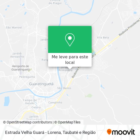 Estrada Velha Guará - Lorena mapa
