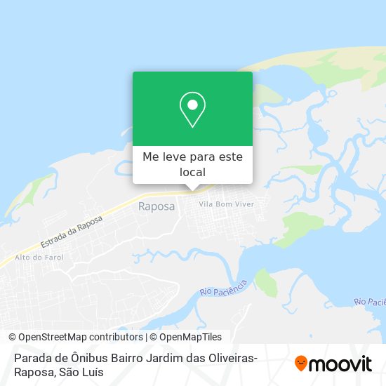 Parada de Ônibus Bairro Jardim das Oliveiras-Raposa mapa