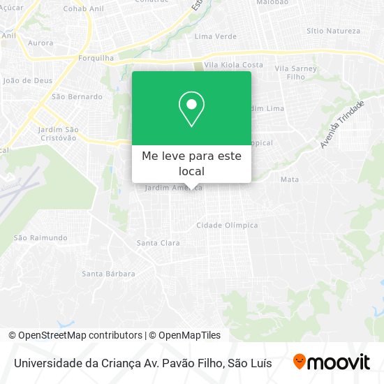 Universidade da Criança Av. Pavão Filho mapa
