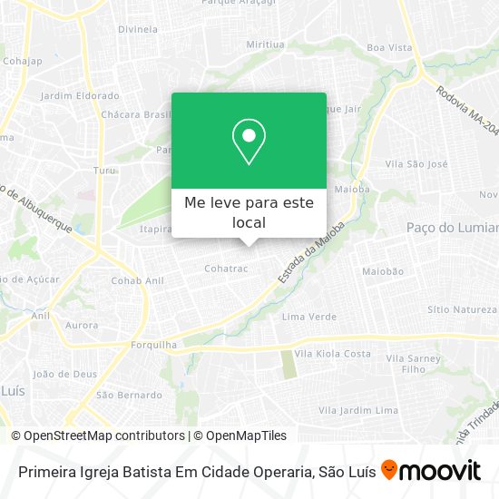 Primeira Igreja Batista Em Cidade Operaria mapa