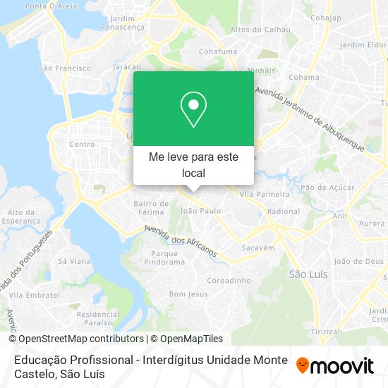 Educação Profissional - Interdígitus Unidade Monte Castelo mapa