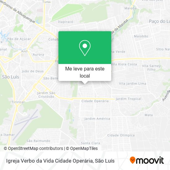 Igreja Verbo da Vida Cidade Operária mapa