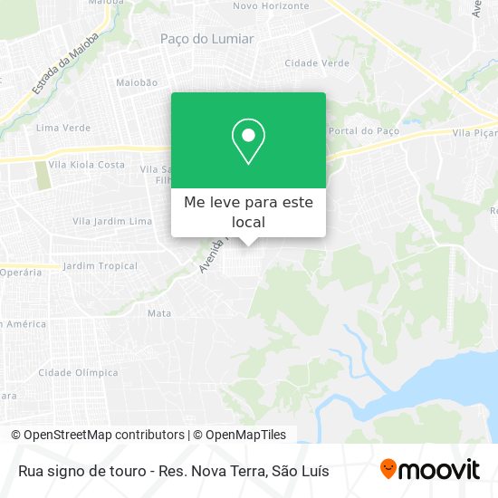 Rua signo de touro - Res. Nova Terra mapa