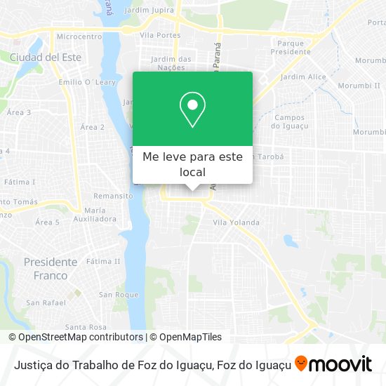 Justiça do Trabalho de Foz do Iguaçu mapa