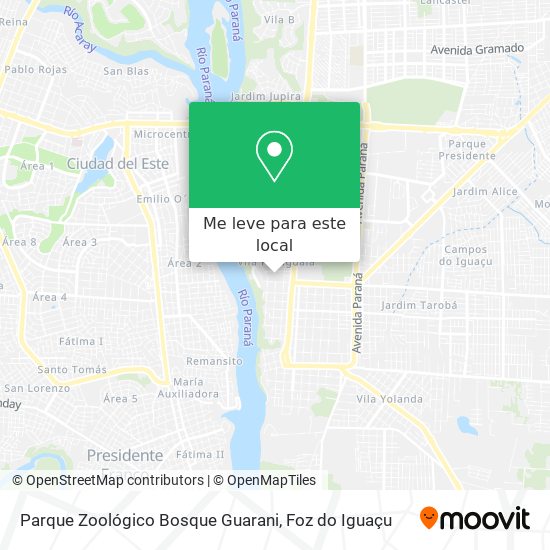 Parque Zoológico Bosque Guarani mapa
