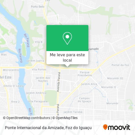 Ponte Internacional da Amizade mapa