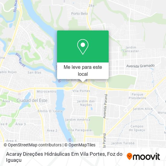 Acaray Direções Hidráulicas Em Vila Portes mapa