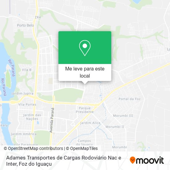 Adames Transportes de Cargas Rodoviário Nac e Inter mapa