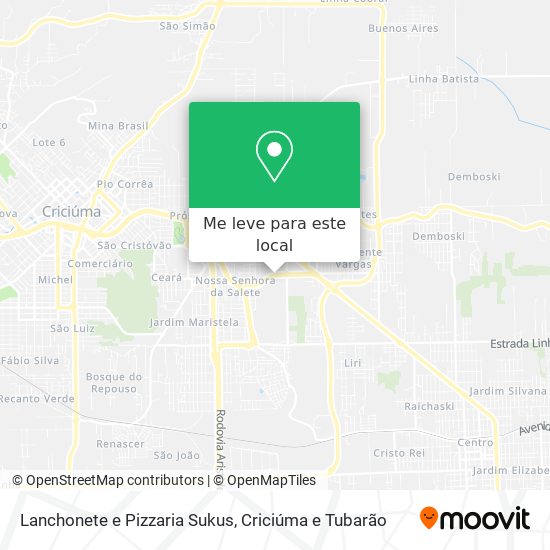 Lanchonete e Pizzaria Sukus mapa