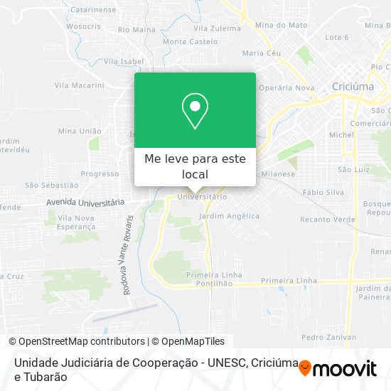 Unidade Judiciária de Cooperação - UNESC mapa