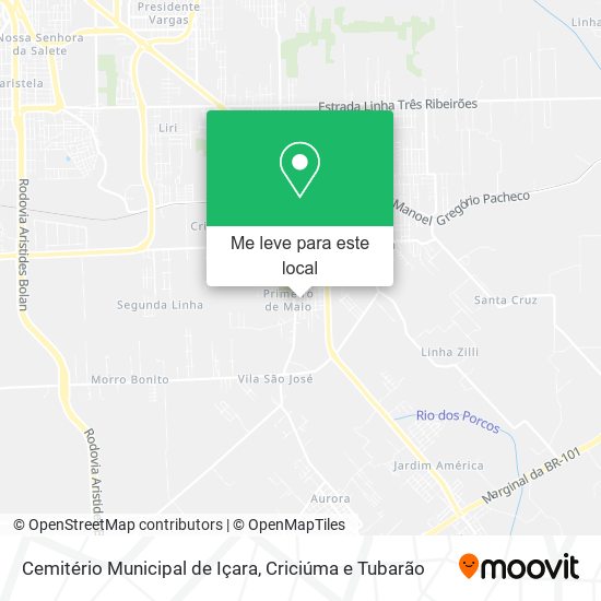 Cemitério Municipal de Içara mapa