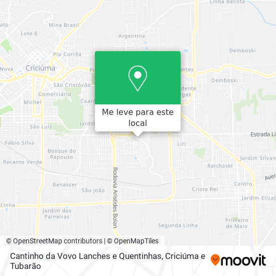 Cantinho da Vovo Lanches e Quentinhas mapa