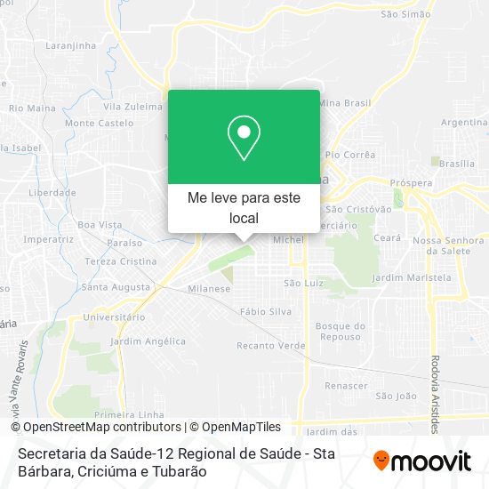 Secretaria da Saúde-12 Regional de Saúde - Sta Bárbara mapa
