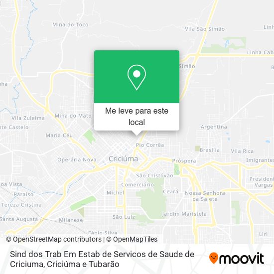 Sind dos Trab Em Estab de Servicos de Saude de Criciuma mapa