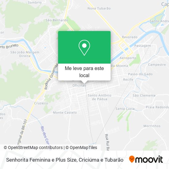 Senhorita Feminina e Plus Size mapa