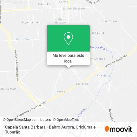 Capela Santa Bárbara - Bairro Aurora mapa