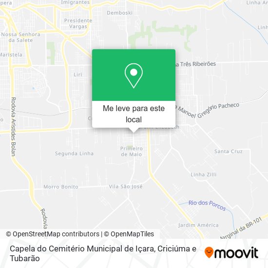 Capela do Cemitério Municipal de Içara mapa