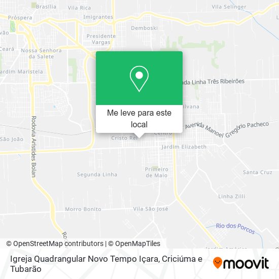 Igreja Quadrangular Novo Tempo Içara mapa