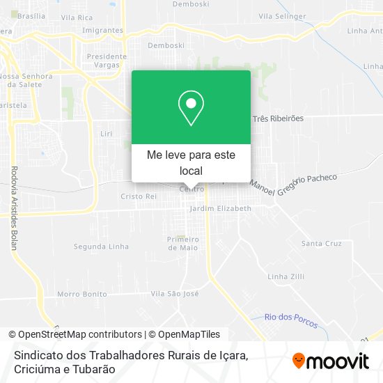 Sindicato dos Trabalhadores Rurais de Içara mapa