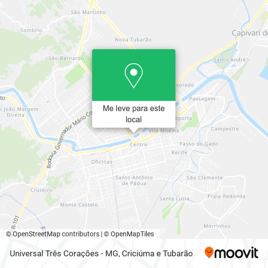 Universal Três Corações - MG mapa