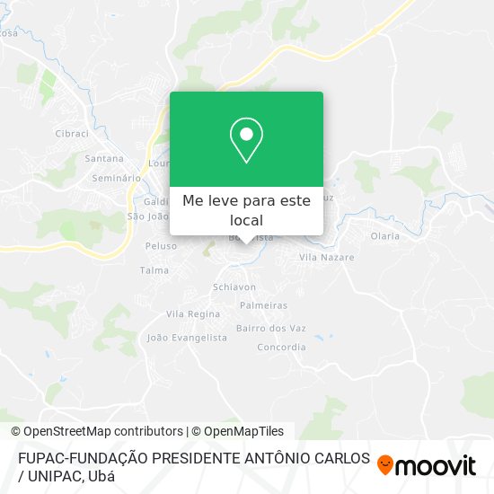 FUPAC-FUNDAÇÃO PRESIDENTE ANTÔNIO CARLOS / UNIPAC mapa