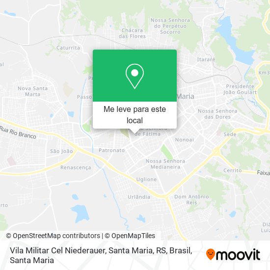 Vila Militar Cel Niederauer, Santa Maria, RS, Brasil mapa