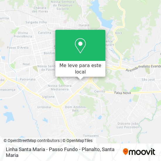 Linha Santa Maria - Passo Fundo - Planalto mapa