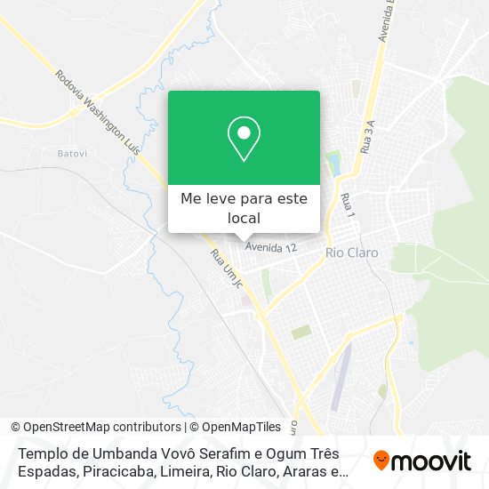 Templo de Umbanda Vovô Serafim e Ogum Três Espadas mapa