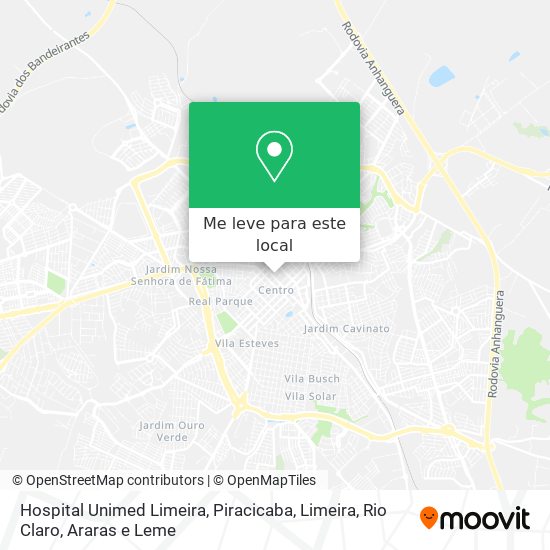 Hospital Unimed Limeira mapa