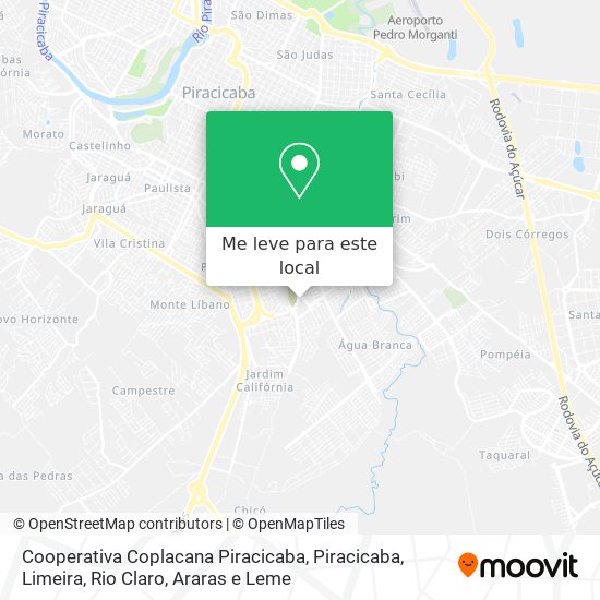 Cooperativa Coplacana Piracicaba mapa