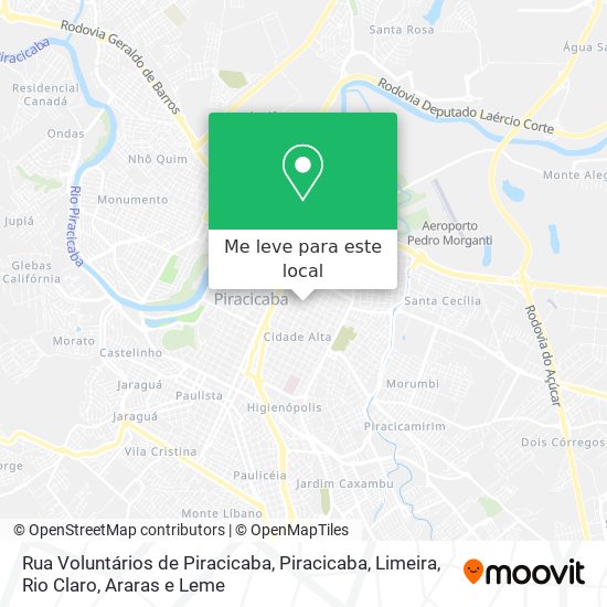 Rua Voluntários de Piracicaba mapa