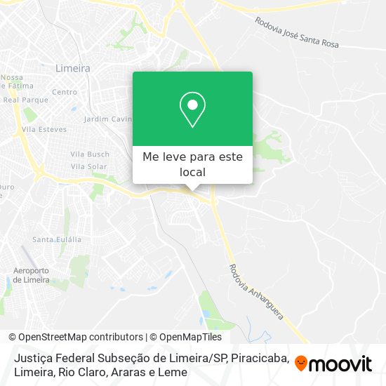 Justiça Federal Subseção de Limeira / SP mapa