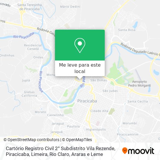 Cartório Registro Civil 2° Subdistrito Vila Rezende mapa