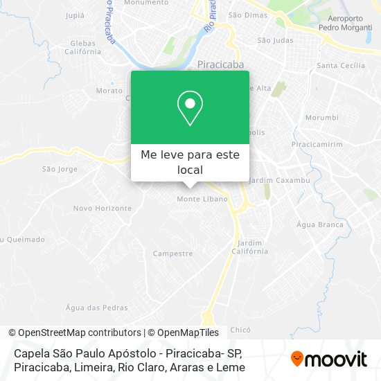 Capela São Paulo Apóstolo - Piracicaba- SP mapa