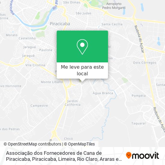 Associação dos Fornecedores de Cana de Piracicaba mapa