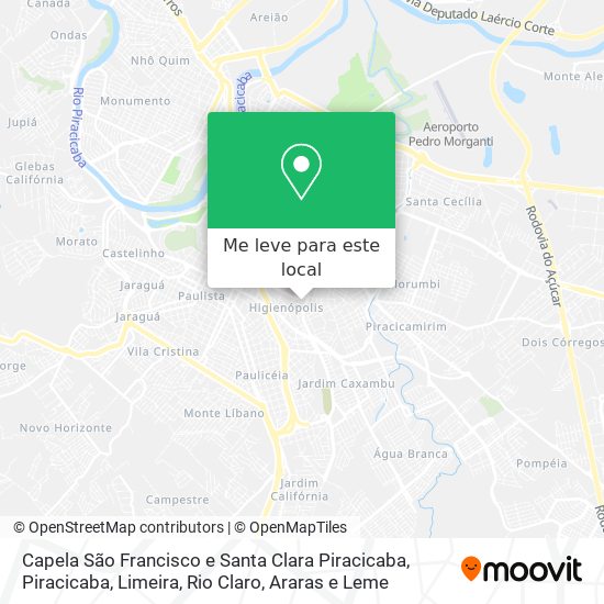 Capela São Francisco e Santa Clara Piracicaba mapa