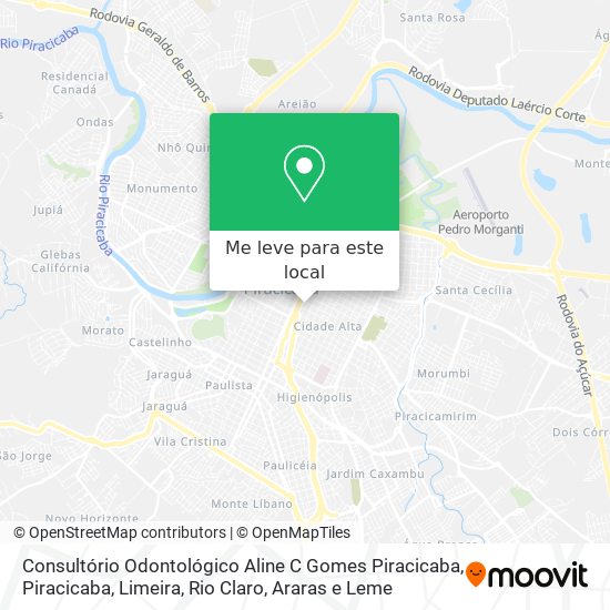 Consultório Odontológico Aline C Gomes Piracicaba mapa