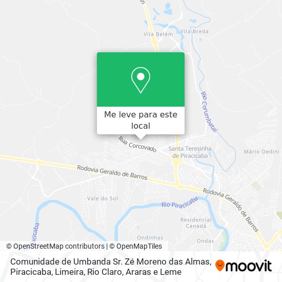 Comunidade de Umbanda Sr. Zé Moreno das Almas mapa