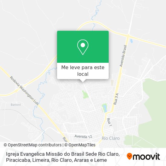 Igreja Evangelica Missão do Brasil Sede Rio Claro mapa