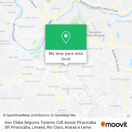 Awr Clube Seguros Turismo Cult Assist Piracicaba SP mapa