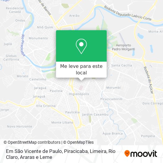 Em São Vicente de Paulo mapa