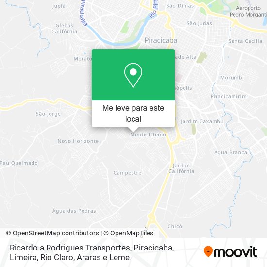 Ricardo a Rodrigues Transportes mapa