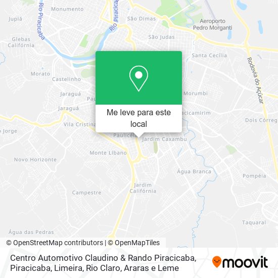 Centro Automotivo Claudino & Rando Piracicaba mapa