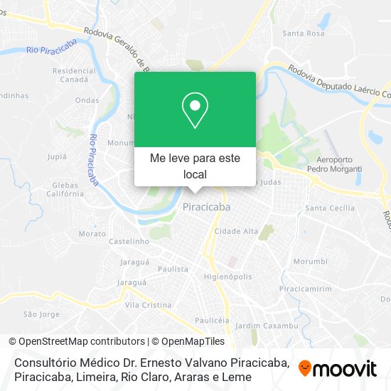 Consultório Médico Dr. Ernesto Valvano Piracicaba mapa