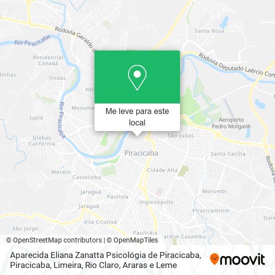 Aparecida Eliana Zanatta Psicológia de Piracicaba mapa