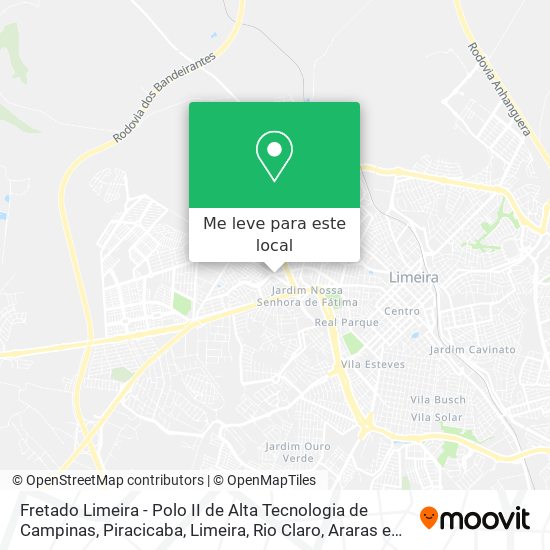 Fretado Limeira - Polo II de Alta Tecnologia de Campinas mapa