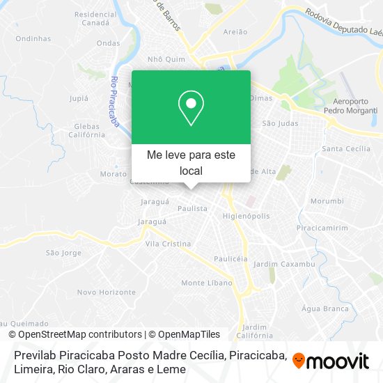 Previlab Piracicaba Posto Madre Cecília mapa