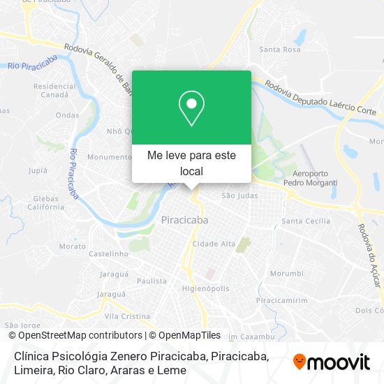 Clínica Psicológia Zenero Piracicaba mapa